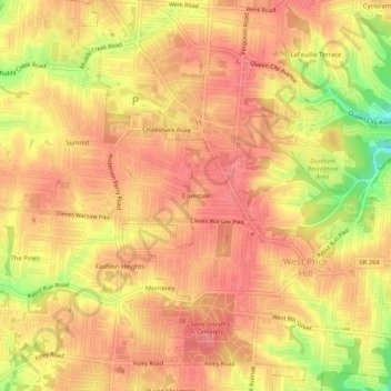 Mapa topográfico Covedale, altitude, relevo
