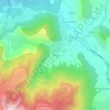Mapa topográfico Surville, altitude, relevo