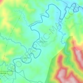 Mapa topográfico Tumpagon, altitude, relevo