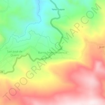 Mapa topográfico Barrio Independencia, altitude, relevo