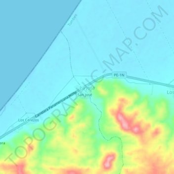 Mapa topográfico La Jota, altitude, relevo