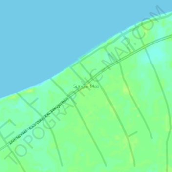 Mapa topográfico Sungai Mas, altitude, relevo