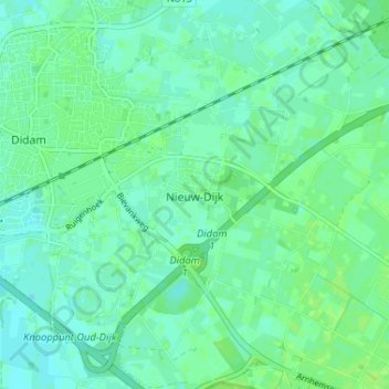 Mapa topográfico Nieuw-Dijk, altitude, relevo