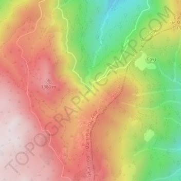 Mapa topográfico Poço do Inferno, altitude, relevo