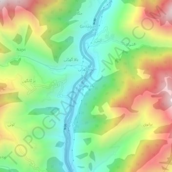 Mapa topográfico Mankar, altitude, relevo