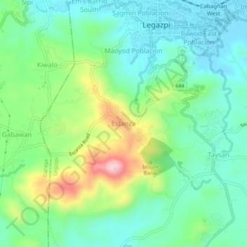 Mapa topográfico Estanza, altitude, relevo