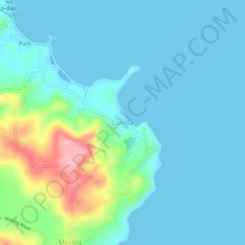 Mapa topográfico Lamba, altitude, relevo