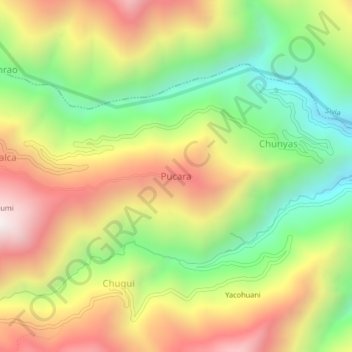 Mapa topográfico Pucara, altitude, relevo