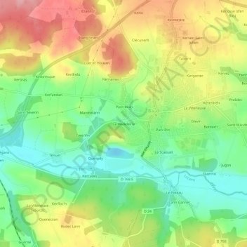 Mapa topográfico La Madeleine, altitude, relevo