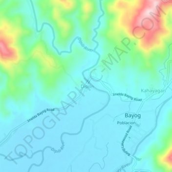 Mapa topográfico Dipili, altitude, relevo