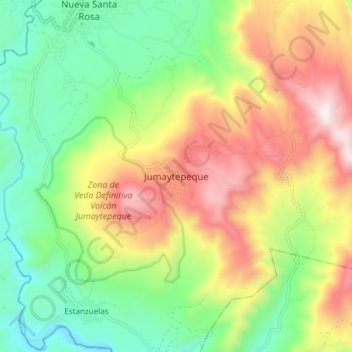 Mapa topográfico Jumaytepeque, altitude, relevo