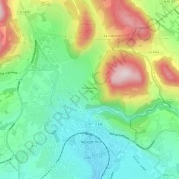 Mapa topográfico Hameau du Garat, altitude, relevo