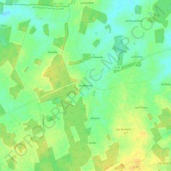 Mapa topográfico Le Mineroy, altitude, relevo