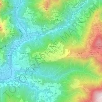Mapa topográfico Somendenna, altitude, relevo