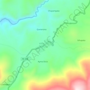 Mapa topográfico Villa Santa Rosa, altitude, relevo