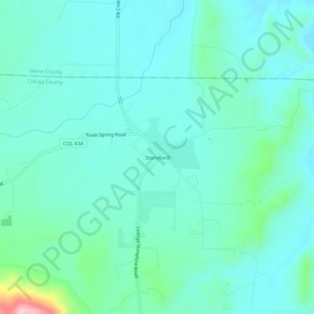Mapa topográfico Stonyford, altitude, relevo
