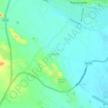 Mapa topográfico Dhoinda, altitude, relevo