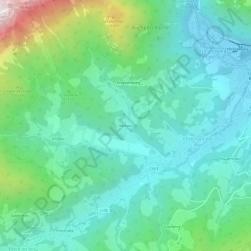 Mapa topográfico Kleinau, altitude, relevo
