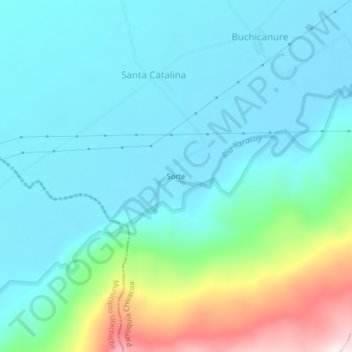 Mapa topográfico Sorte, altitude, relevo