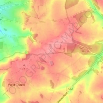 Mapa topográfico Monkwood, altitude, relevo