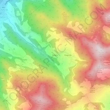 Mapa topográfico Fragno, altitude, relevo