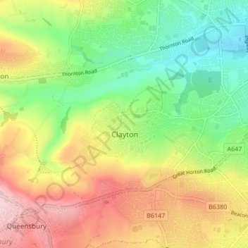 Mapa topográfico Broad Folds, altitude, relevo