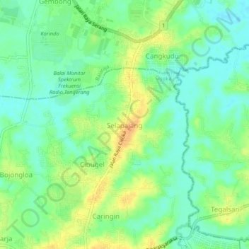 Mapa topográfico Selapajang, altitude, relevo