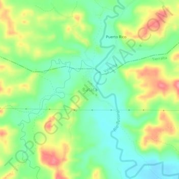 Mapa topográfico Batata, altitude, relevo