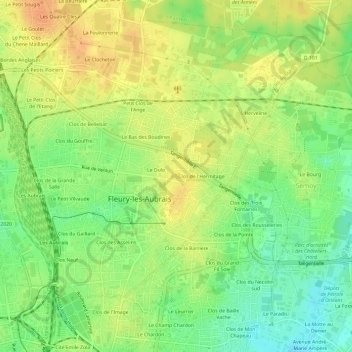 Mapa topográfico Clos des Fosses, altitude, relevo