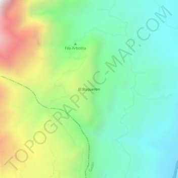 Mapa topográfico El Boqueron, altitude, relevo