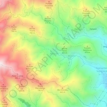 Mapa topográfico Altolia, altitude, relevo