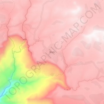 Mapa topográfico Kon, altitude, relevo