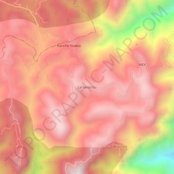 Mapa topográfico La Veracruz, altitude, relevo