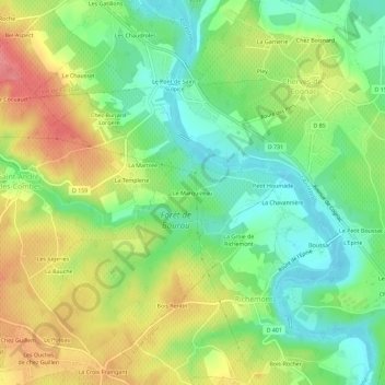 Mapa topográfico Le Marquizeau, altitude, relevo