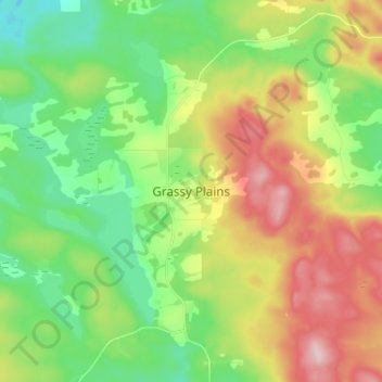 Mapa topográfico Grassy Plains, altitude, relevo
