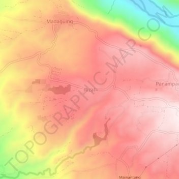 Mapa topográfico Rizal, altitude, relevo