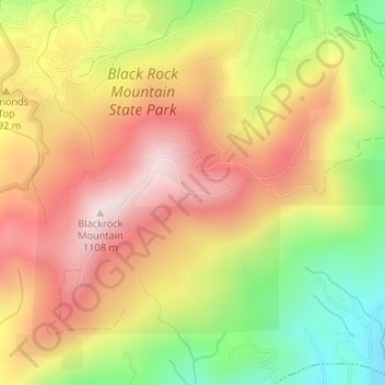 Mapa topográfico Black Rock Mountain State Park, altitude, relevo