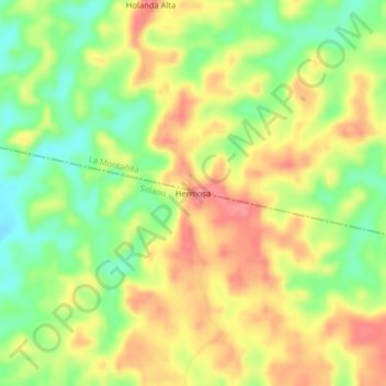 Mapa topográfico Hermosa, altitude, relevo