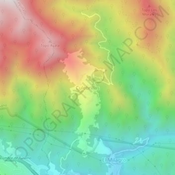 Mapa topográfico Culebrillas, altitude, relevo