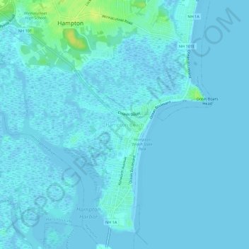 Mapa topográfico Hampton Beach, altitude, relevo