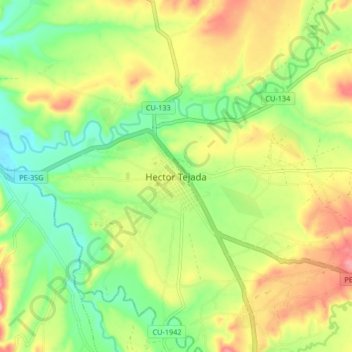 Mapa topográfico Hector Tejada, altitude, relevo