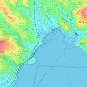 Mapa topográfico Corbyn Head, altitude, relevo