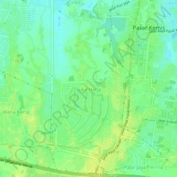 Mapa topográfico Suka Harja, altitude, relevo