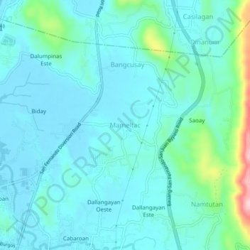 Mapa topográfico Mameltac, altitude, relevo
