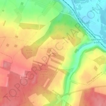 Mapa topográfico Mont Joie, altitude, relevo