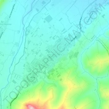 Mapa topográfico Villa Verucchio, altitude, relevo