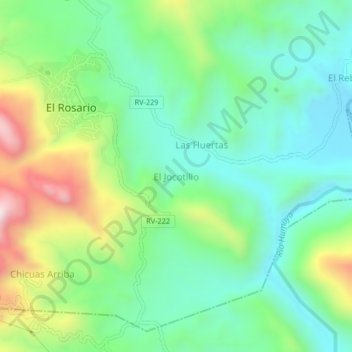 Mapa topográfico El Jocotillo, altitude, relevo