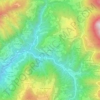 Mapa topográfico Fondrea, altitude, relevo
