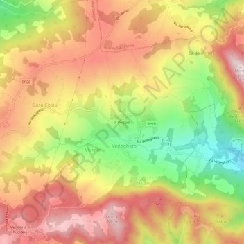 Mapa topográfico Il Poggio, altitude, relevo