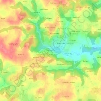 Mapa topográfico La Madeleine, altitude, relevo